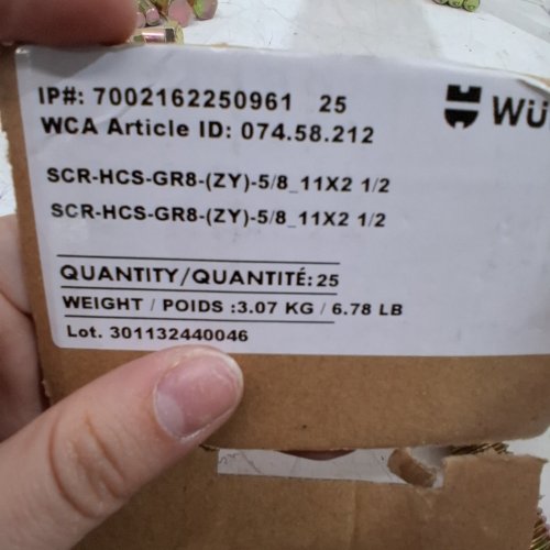 10PK WÜRTH GRADE 8 HEX CAP SCREWS - 5/8" X 2 1/2" (MODEL: 074.58.212) image 2