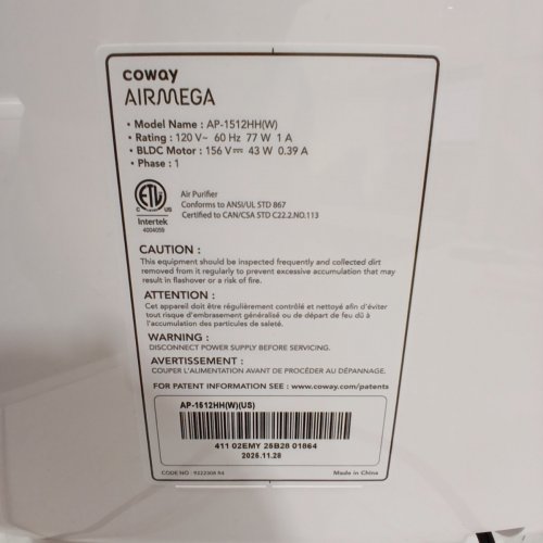 COWAY MIGHTY TOWER AIR PURIFIER WITH TRUE HEPA, WHITE, COMPACT (AP-1512HH(W)) image 7