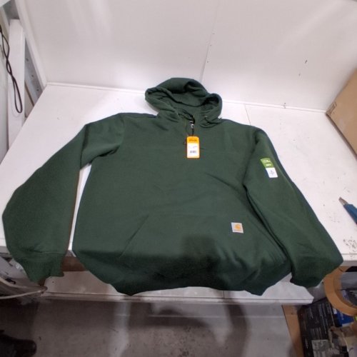 MEN'S CARHARTT RAIN DEFENDER LOOSE FIT HEAVYWEIGHT QUARTER ZIP SWEATSHIRT - EXTRA LARGE TALL - DARK GREEN (MODEL:TS0617-M) image 2