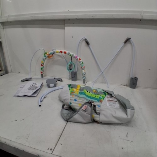 BRIGHT STARS 3 POINT HARNESS VIBRATING BOUNCER WITH TOY BAR - SAFARI FUN image 3
