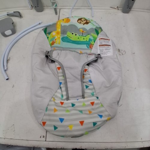 BRIGHT STARS 3 POINT HARNESS VIBRATING BOUNCER WITH TOY BAR - SAFARI FUN image 4