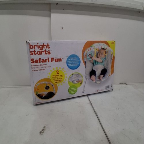 BRIGHT STARS 3 POINT HARNESS VIBRATING BOUNCER WITH TOY BAR - SAFARI FUN image 5