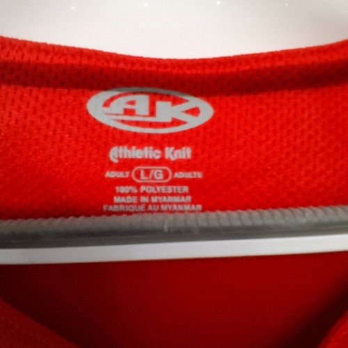 UNISEX ATHLETIC KNIT BASEBALL JERSEY - LARGE - RED/WHITE image 4