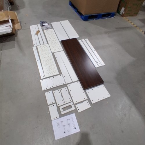 CYCLYSIO ENTRYWAY WOODEN CONSOLE TABLE - 47" X 47" X 13" - WHITE AND DARK BROWN image 3