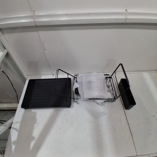 2 TIER DISH RACK WITH DRAINBOARD - 16" - BLACK image 2