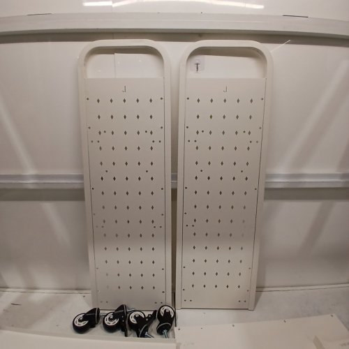 ROLLING 3-SHELF LIBRARY BOOK STORAGE CART WITH LOCKABLE WHEELS - 30" X 15" X 48" - WHITE - (MODEL: HXTC-3LD) image 7