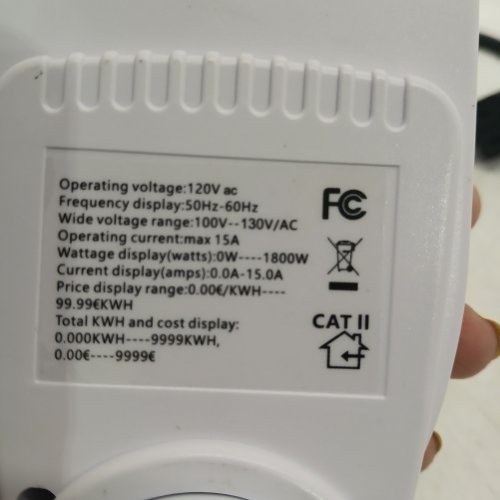PLUG-IN ELECTRICITY USAGE KW TRACKING MONITOR WITH DIGITAL DISPLAY - 120 V, 15A, 1800W, 50-60HZ - WHITE image 4