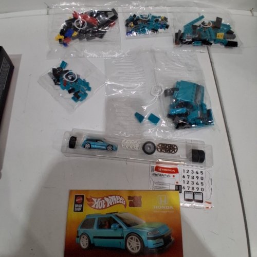 248PC HOT WHEELS BUILDING BLOCK SET - CUSTOM '90 HONDA CIVIC EF - TEAL BLUE image 2