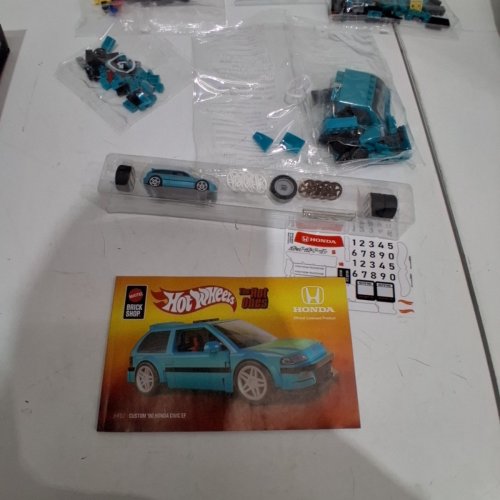248PC HOT WHEELS BUILDING BLOCK SET - CUSTOM '90 HONDA CIVIC EF - TEAL BLUE image 3