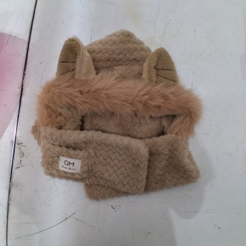 UNISEX ADULT PLUSH FOX EAR ANIMAL WINTER HAT - OSFM - TAN image 2