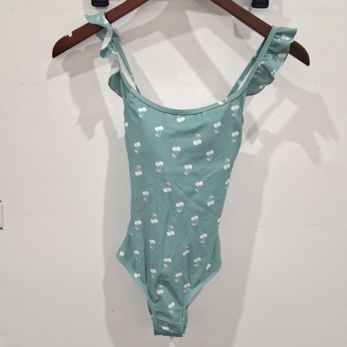 GIRL'S SUMMER FLIRT GIRLS BY GOLLEX CHERRY PRINT ONE-PIECE SWIMSUIT - LARGE (10-12) - GREEN/WHITE (STYLE: GLT80036LD) image 2