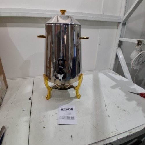 VEVOR HOT & COLD BEVERAGE DISPENSER WITH ALCOHOL BURNER - 3.4GAL. - STAINLESS STEEL/GOLD (MODEL: WNS-GZD13) image 2