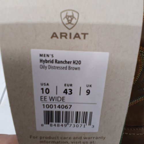 MEN'S ARIAT HYBRID RANCHER WESTERN BOOT - 10 EE WIDE - BROWN OILED ROWDY image 4