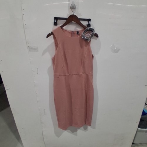 2PC WOMEN'S ALLEGRA K SLEEVELESS DRESS AND BELT SET - MEDIUM - DUSTY ROSE/BLACK image 2