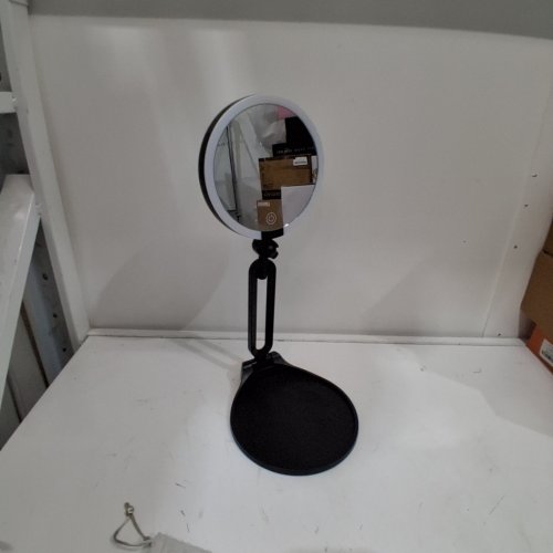 DOUBLE-SIDED MAGNIFYING VANITY MIRROR WITH 3 LIGHT MODES - 20X/1X - 6" - BLACK image 3