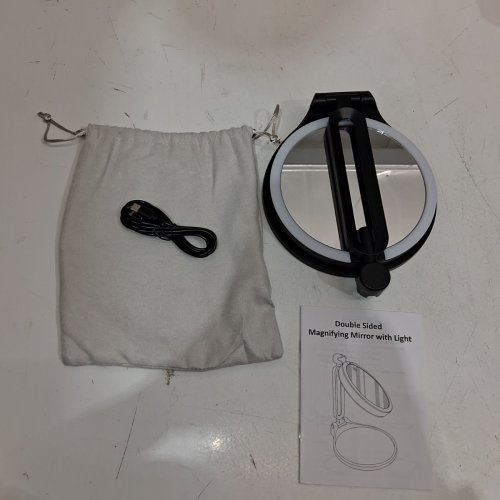DOUBLE-SIDED MAGNIFYING VANITY MIRROR WITH 3 LIGHT MODES - 20X/1X - 6" - BLACK image 4