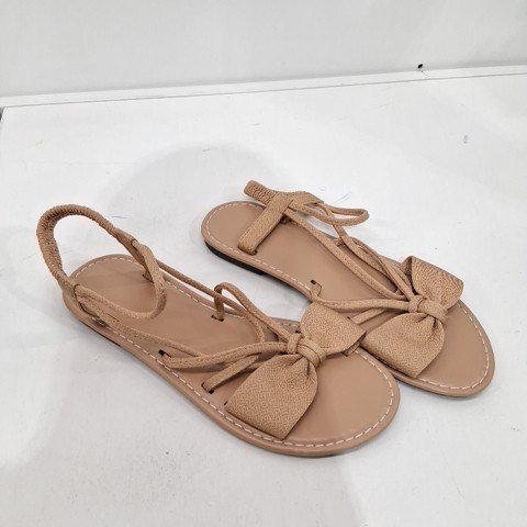WOMEN'S STRAPPY BOW SANDALS - SIZE 7.5 (38) - TAN image 2