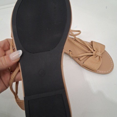WOMEN'S STRAPPY BOW SANDALS - SIZE 7.5 (38) - TAN image 3