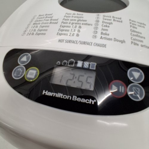 HAMILTON BEACH DIGITAL ELECTRIC BREAD MAKER MACHINE - ARTISAN AND GLUTEN FREE SETTINGS - 2LBS CAPACITY - 14 SETTINGS - WHITE/STAINLESS STEEL (MODEL: 29987MN) image 2
