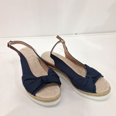 WOMEN'S ESPADRILLE WEDGE SANDALS - SIZE 7.5 - NAVY image 2