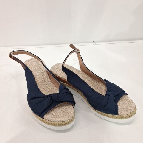 WOMEN'S ESPADRILLE WEDGE SANDALS - SIZE 7.5 - NAVY image 3