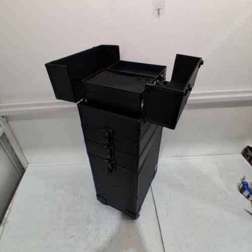 5 IN 1 PROFESSIONAL ROLLING MAKEUP TRAIN CASE WITH ADJUSTABLE PULL ROD & KEYS TO LOCK DETACHABLE STORAGE - 13.9" X 10" X 29.3'' - BLACK (MODEL: TH3716) image 2