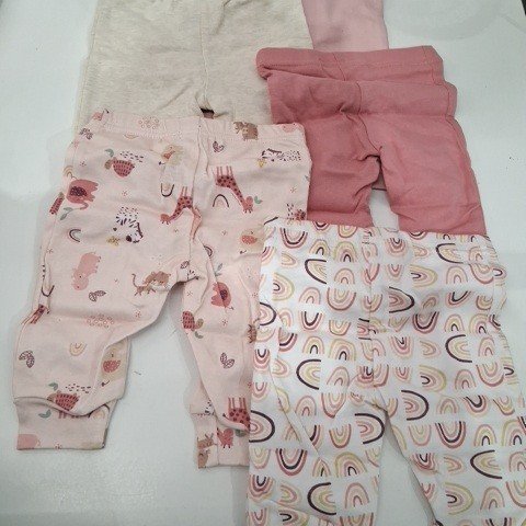 5PK THE PEANUTSHELL BABY PANTS - 3 MONTHS - RAINBOW SAFARI/PINK image 2