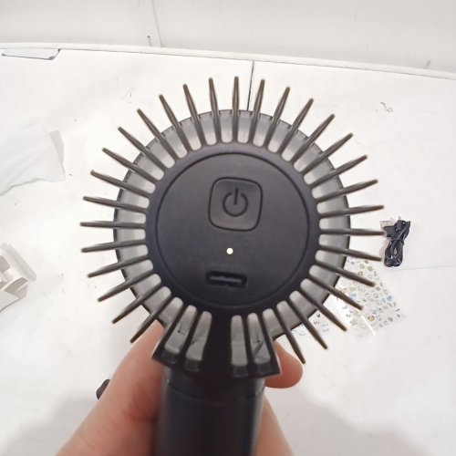 EASYACC MINI PORTABLE HANDHELD POCKET FAN WITH STAND, LANYARD AND CHARGER - BLACK image 2