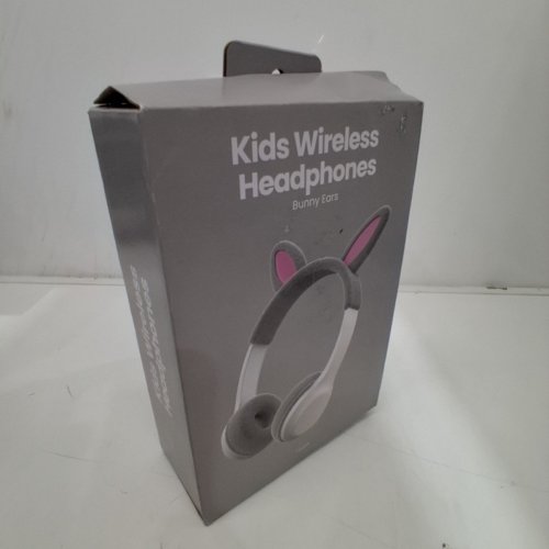KIDS GEMS BLUETOOTH WIRELESS HEADPHONES - 85DB VOLUME LIMIT - GREY BUNNY EARS image 2