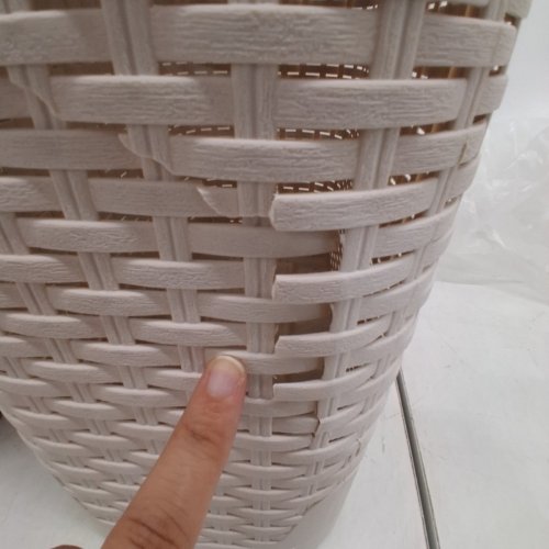 2PK SLIM PREMIUM WICKER DESIGN LAUNDRY HAMPER WITH LID - 40 L - IVORY image 5