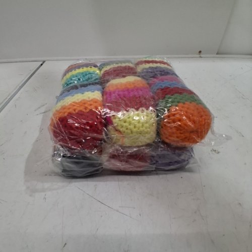12PK CROCHETED HACKY SACK BALLS - 3" X 2"/EACH - MULTI-COLOUR STRIPES image 3