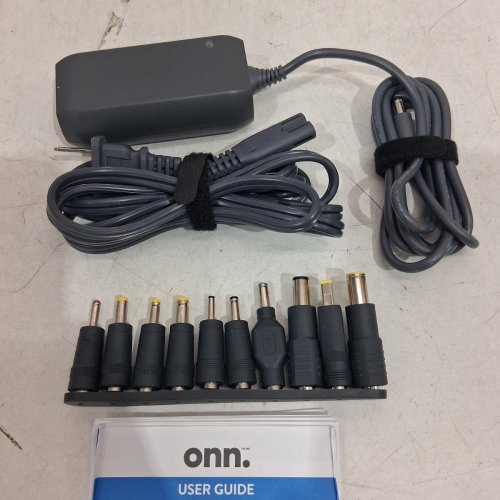 ONN. LAPTOP CHARGER WITH MULTIPLE ADAPTERS - 65W - 6FT AC CORD - 4FT DC CORD - BLACK image 2