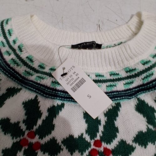 WOMEN'S TALBOTS PATTERNED KNIT SWEATER - SMALL - WHITE / GREEN (STYLE : 6362051) image 2