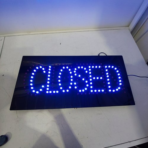 LED ILLUMINATED OPEN/CLOSED SIGN - 24" X 12" - BLUE / RED image 2