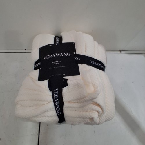 VERAWANG SOFT TEXTURED LUXURY BLANKET - KING - 108" X 90" - IVORY/BEIGE image 4