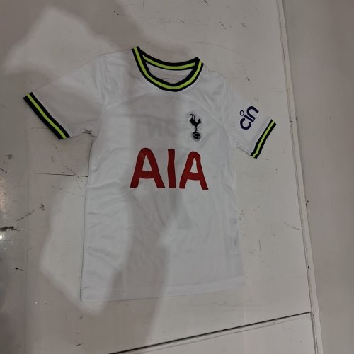 TOTTENHAM HOTSPUR SOCCER JERSEY AND SHORTS - SIZE 18" (6/7) - WHITE WITH NAVY AND NEON GREEN TRIM image 3