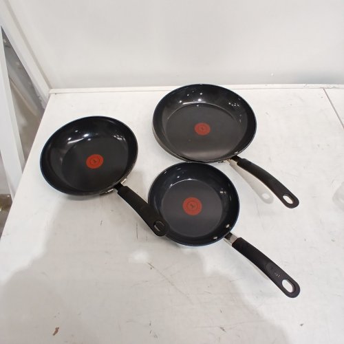 3PC T-FAL NON-STICK FRYING PANS - BLACK image 2