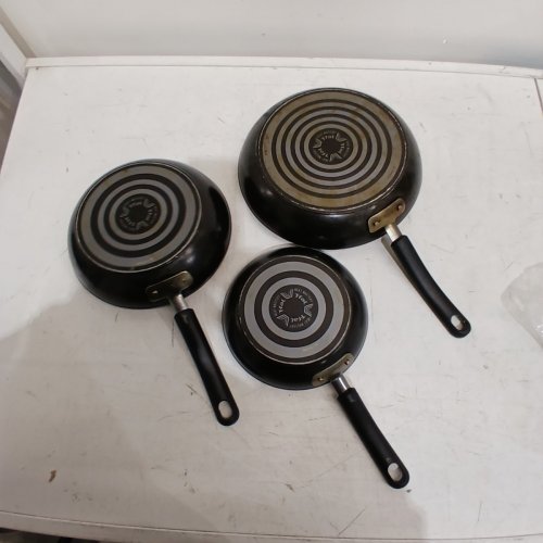 3PC T-FAL NON-STICK FRYING PANS - BLACK image 4