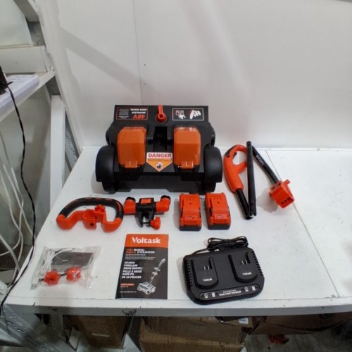 VOLTASK CORDLESS ELECTRIC SNOW SHOVEL WITH CHARGER AND LED LIGHTS - 16" - 48V - BLACK/ORANGE (MODEL: CSS004-160) image 2