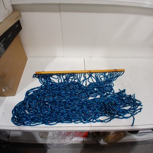BEADED STRING HANGING DECORATIVE DOORWAY CURTAIN - 35" X 77" - BLUE image 3