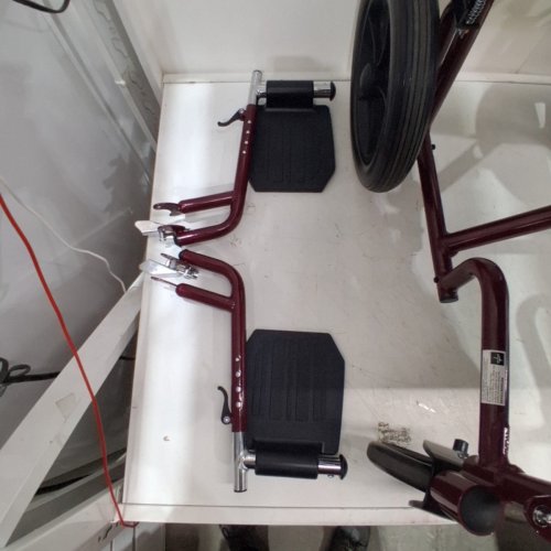 MEDLINE BASIC ALUMINUM TRANSPORT WHEELCHAIR WITH BRAKES - 12" REAR WHEELS - 19"/300LBS MAX/CAP - RED/BLACK (MODEL: MDS808210ARE) image 3