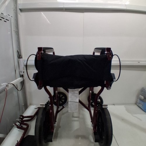 MEDLINE BASIC ALUMINUM TRANSPORT WHEELCHAIR WITH BRAKES - 12" REAR WHEELS - 19"/300LBS MAX/CAP - RED/BLACK (MODEL: MDS808210ARE) image 5