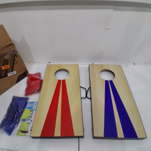GOSPORTS PORTABLE SIZE CORNHOLE GAME SET WITH 6 BEAN BAG - 2FT X 1FT - WOOD/BLUE/RED (MODEL : CH-03-MDF-WOOD) image 2