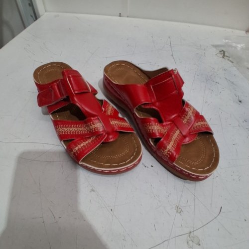 WOMEN'S JSAIERL WEDGE GLADIATOR SANDALS - SIZE 7.5-8 - RED / BROWN (STYLE : 08753188721275) image 2