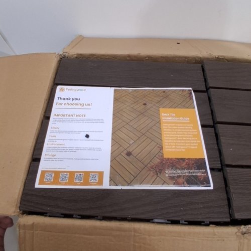 20PK FEILINGWOOD COMPOSITE WOOD PATIO DECK TILES - 12" X 12" - WALNUT BROWN image 3