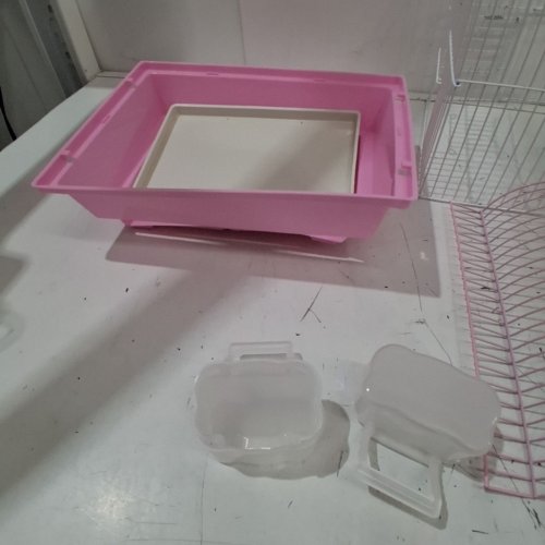DAYANG BIRD CAGE - 16" X 11.6" X 8.7" - PINK/WHITE image 3