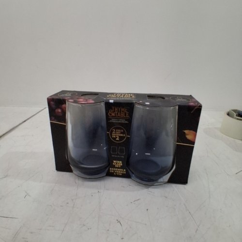 2PK THYME & TABLE SMOKE IRIDESCENT ANGLED STEMLESS WINE GLASS -13OZ image 2