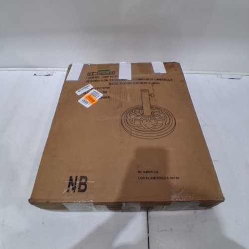 AMAZON BASICS BRONZE POWDER COATED FINISH CAST STONE UMBRELLA BASE - 18" X 13" - BRONZE/RUST (MODEL: UBP18181-BR) image 3