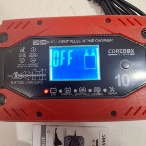 COREBOX SMART BATTERY CHARGER AND MAINTAINER - 12 V 10A; 24 V 5A - RED AND BLACK (MODEL: H-10CD) image 2