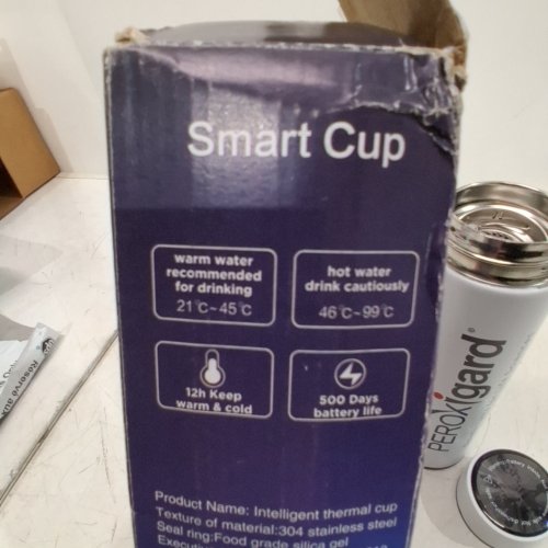 *CUSTOM* WATER BOTTLE WITH LED TEMPERATURE DISPLAY- 12H HOLD - WHITE image 3